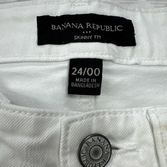 Banana Republic Distressed Jeans Womens 24/00 Petite Skinny Fit Zip Front White - Picture 3 of 8